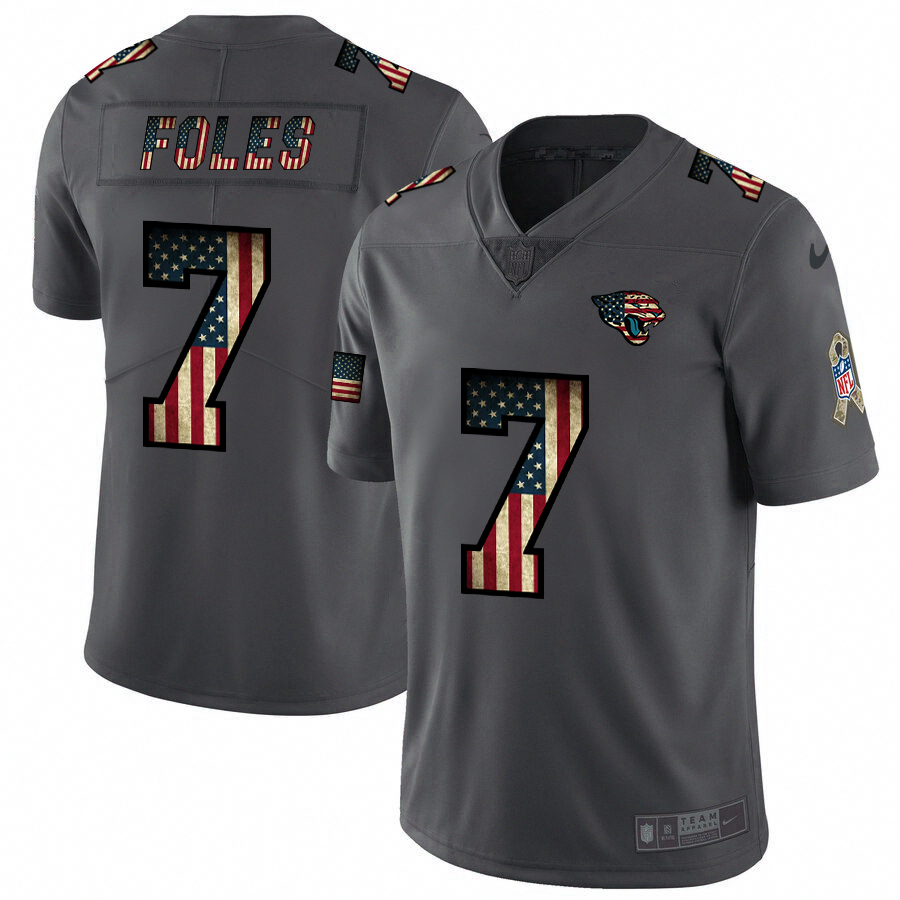 Men Nike Jacksonville Jaguars #7 Nick Foles 2018 Salute To Service Retro USA Flag Limited NFL Jersey